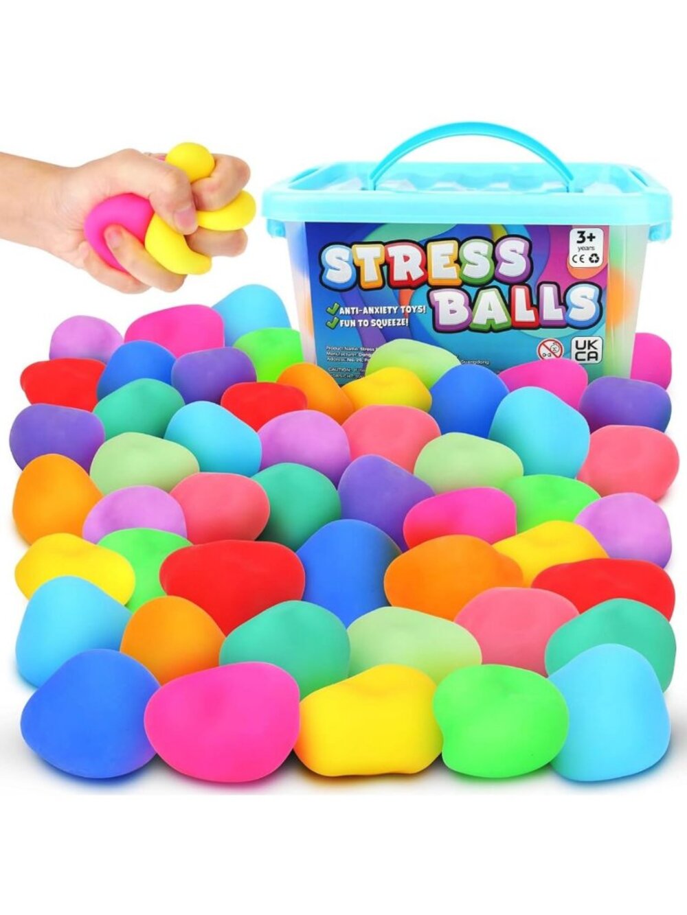 24 Pack Stretchy Stress Balls - Fidget Toys for Anxiety Relief & Hand Therapy